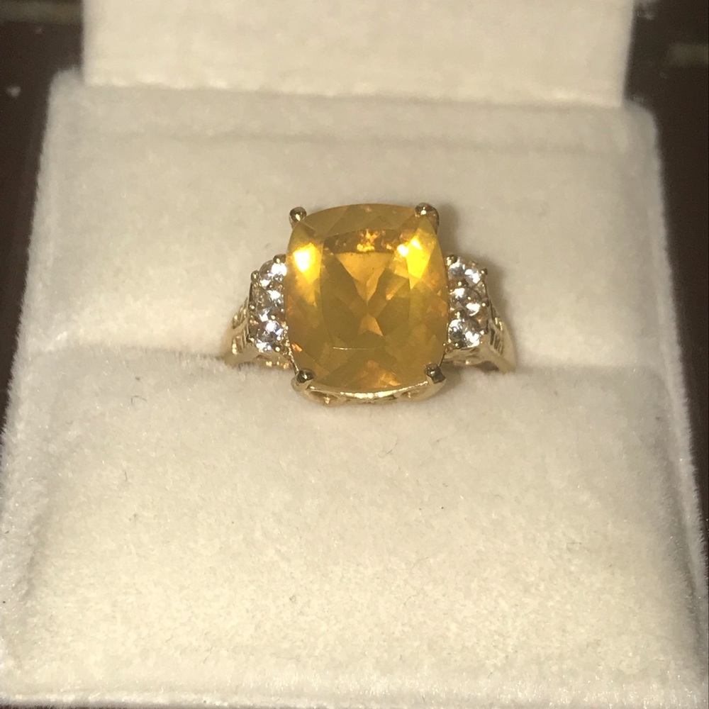 SOLD!!!  18k YG Orange Fire Opal and Diamonds